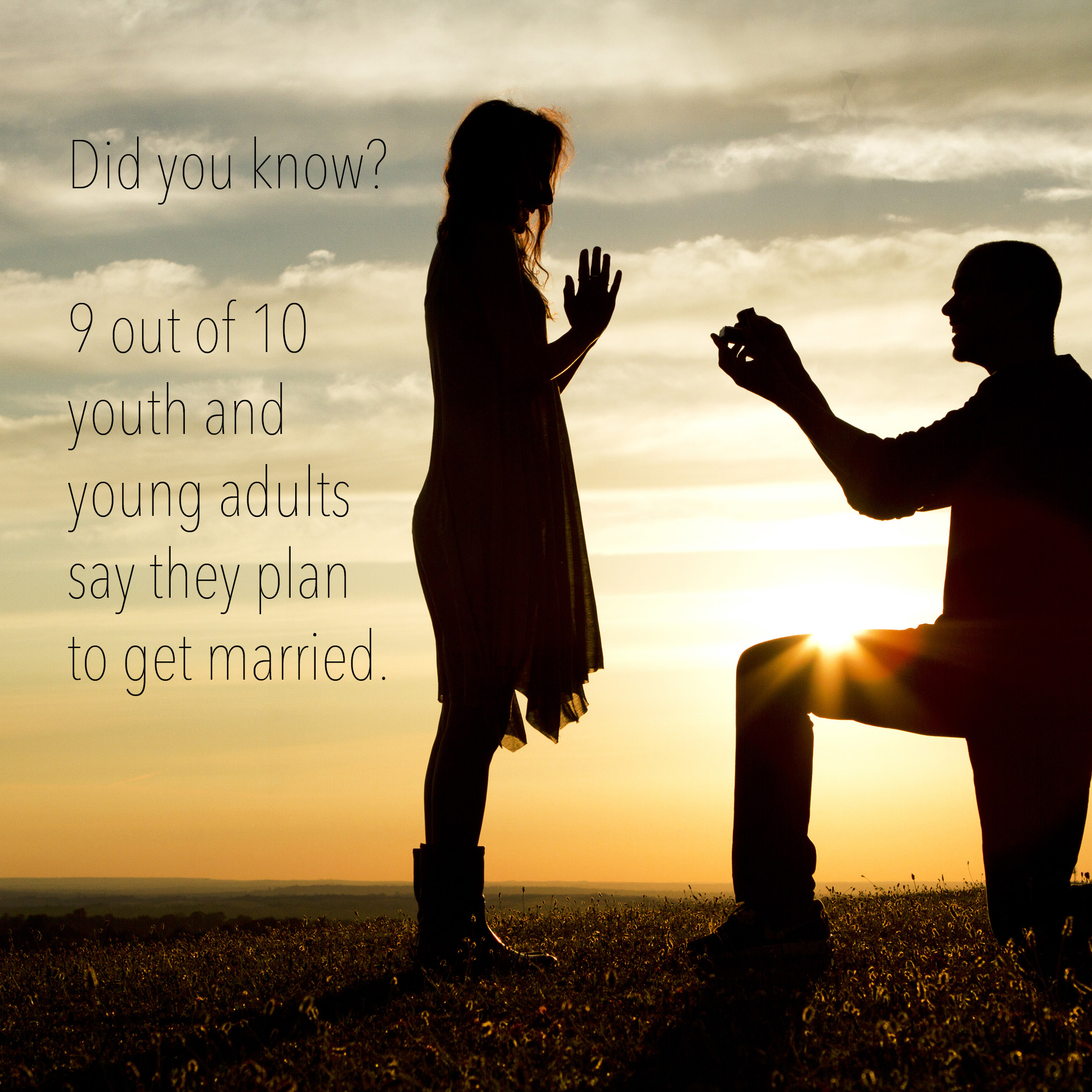Did you know? 9 out of 10 youth and young adults say they plan to get married.